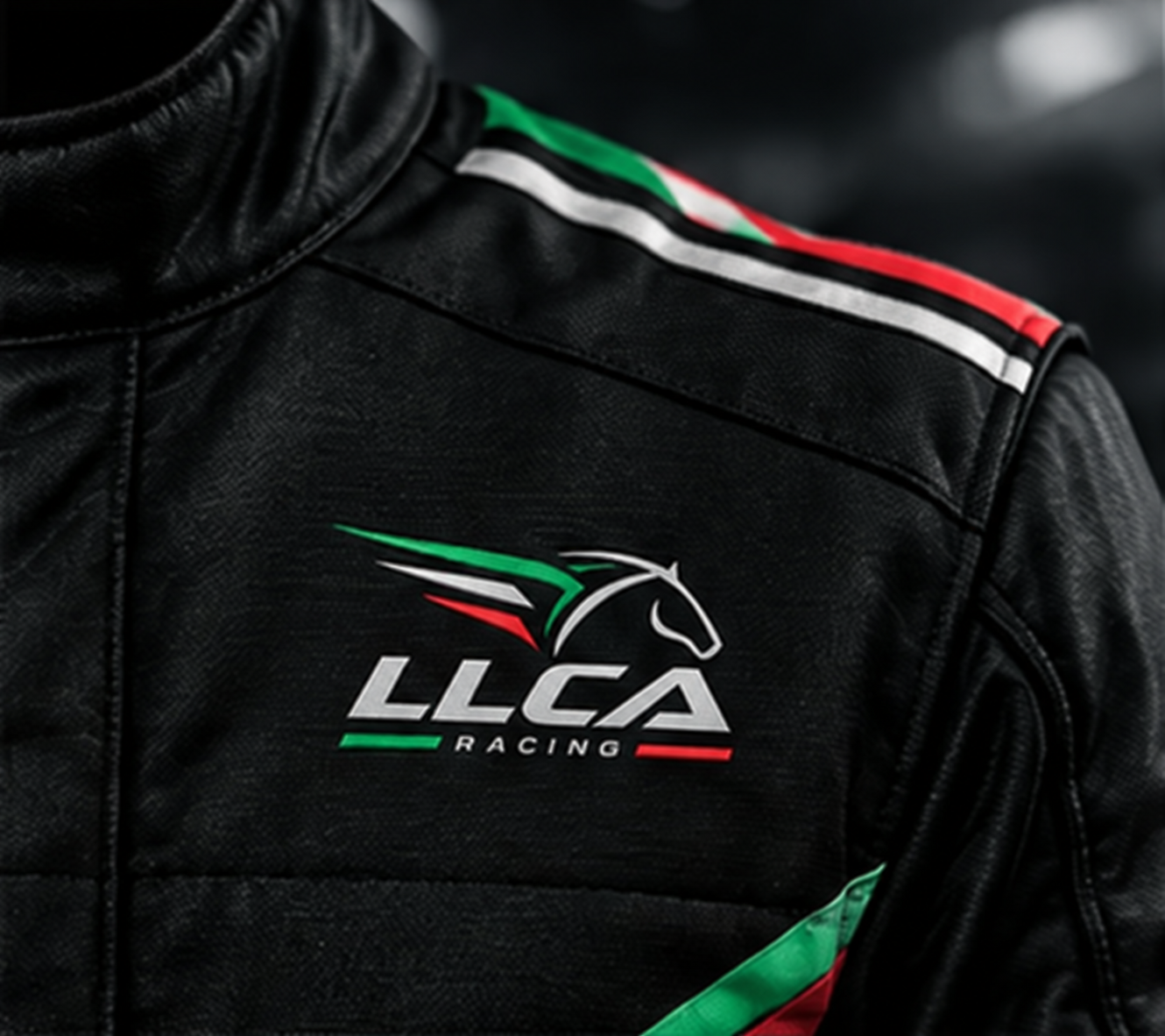 Visual concept of the new LLCA identity on a racing suit